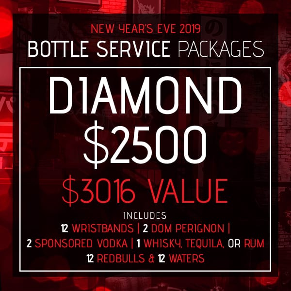 Diamond Bottle Service Package, New Year's Eve 2019, Sake Rok Las Vegas
