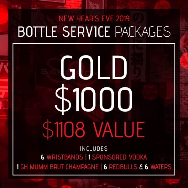 Gold Bottle Service Package, New Year's Eve 2019, Sake Rok Las Vegas