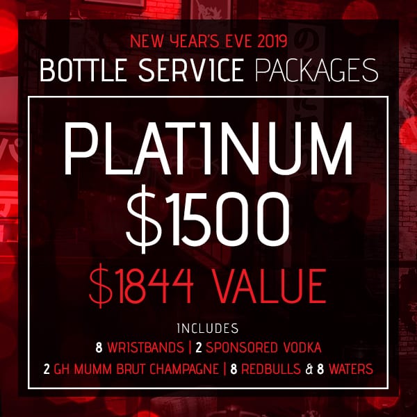Platinum Bottle Service Package, New Year's Eve 2019, Sake Rok Las Vegas
